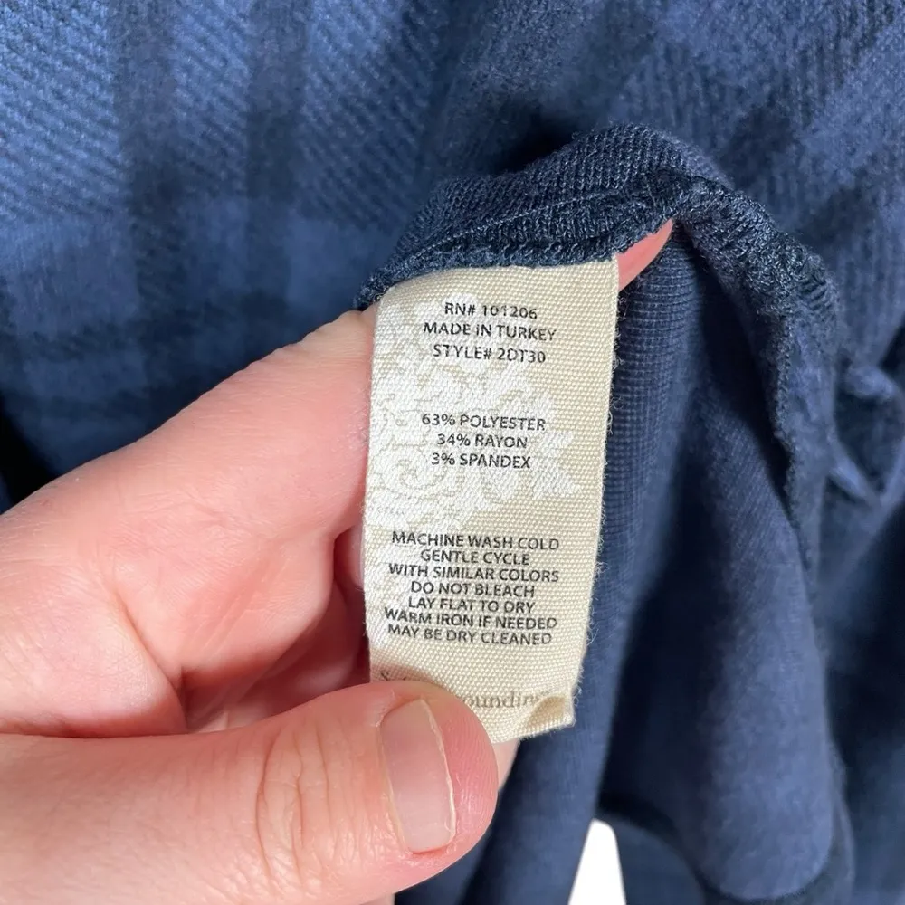 Soft Surroundings Paramour Oversized Plaid Flannel Tunic in Blue/Navy Size S - Image 7