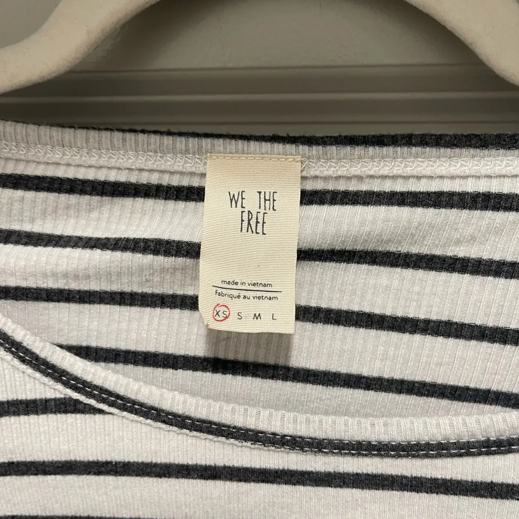 We The Free Black and White Striped Flare Sleeve Blouse - Image 4