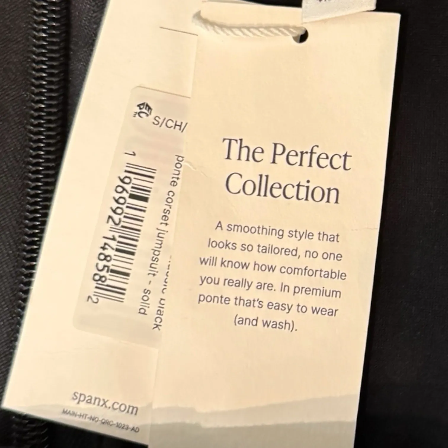 Spanx Ponte Corset Barrel Leg Jumpsuit Minimalist Black Stretch Career Small NEW - Image 4