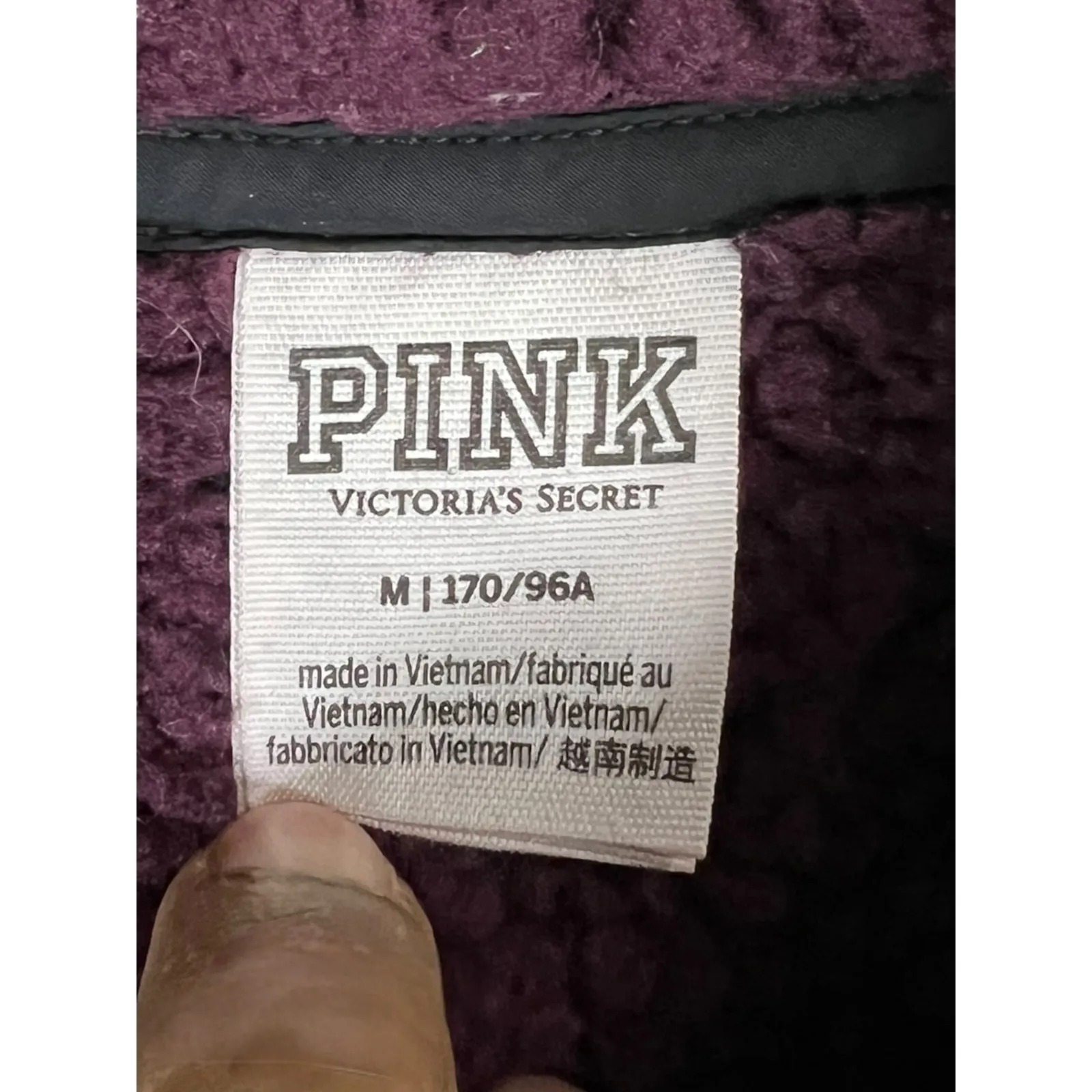 PINK Victoria's Secret Sherpa Fleece Pullover Jacket Purple -Sz. Medium - Image 7