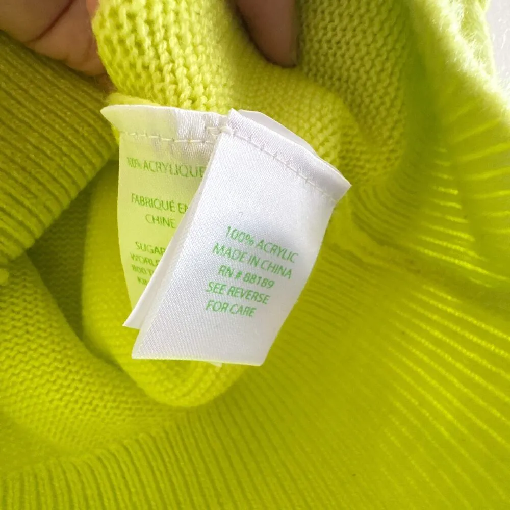 LILLY PULITZER Tekla Bauble Yellow Pull Over Knit Sweater Lime Green Size XS - Image 4
