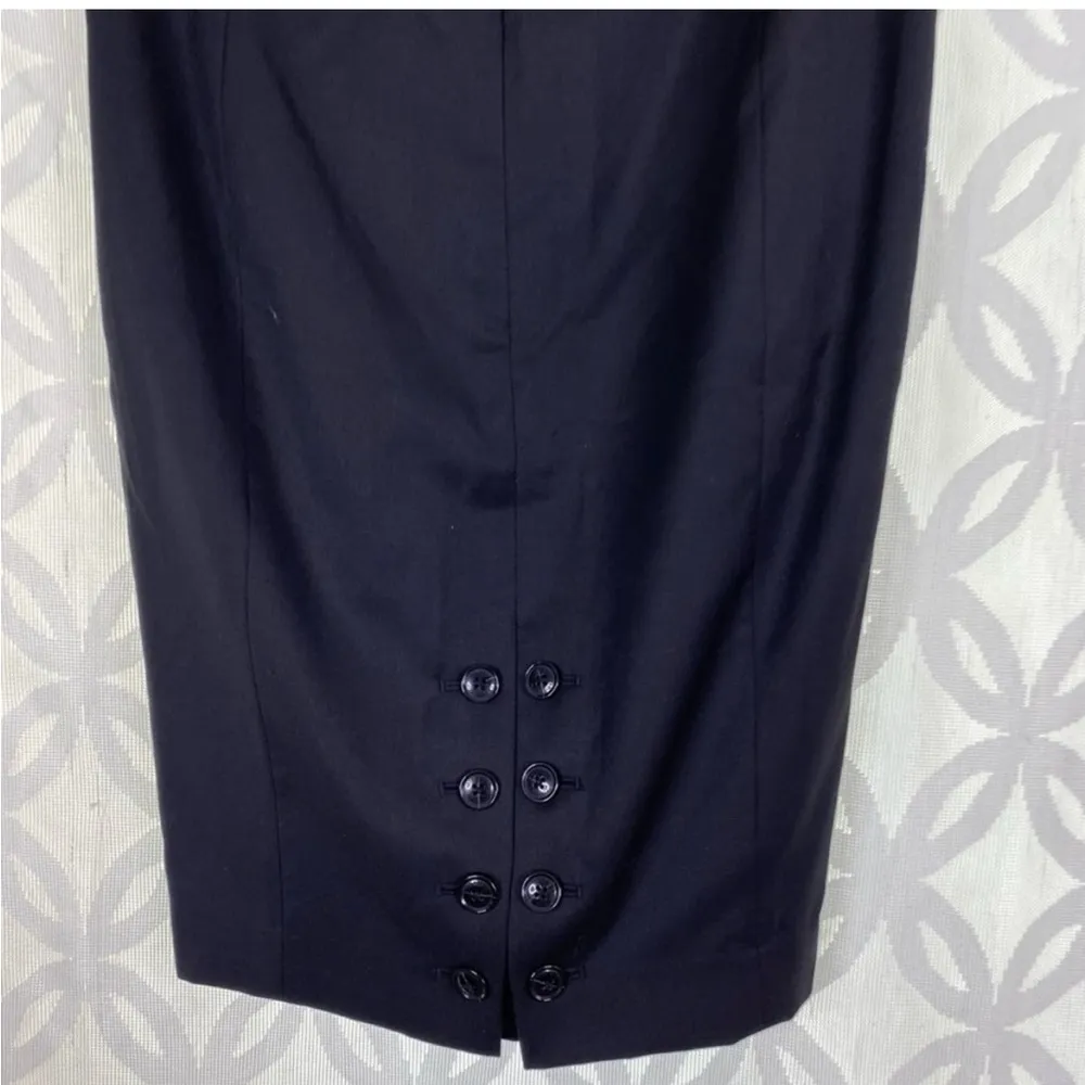 Ted Baker Pencil Skirt with Back Slit Button Detail Black Size 6 New w/Tag $275 - Image 4