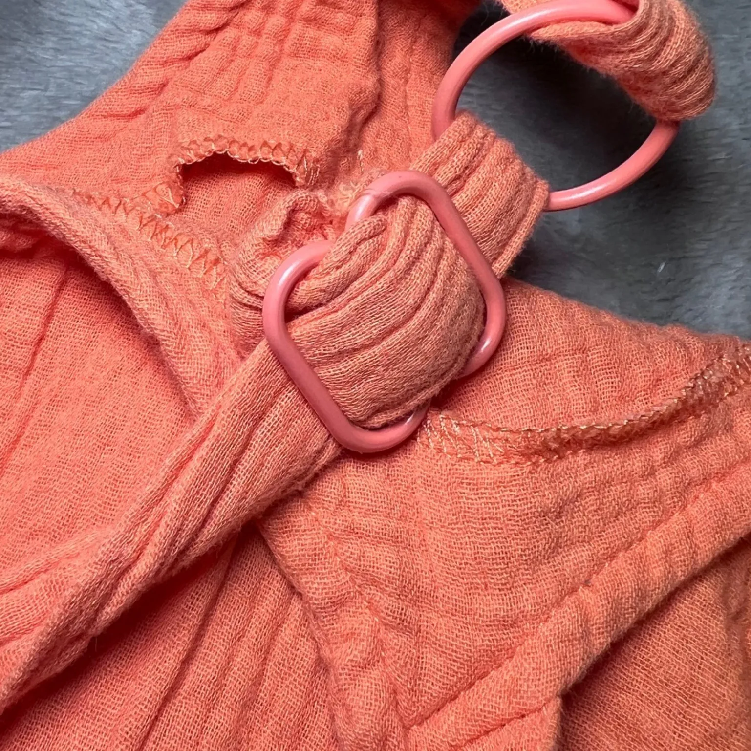 Serra Orange Gauze Jumpsuit Womens Size Medium Wide Leg Overalls Simple Modern - Image 6