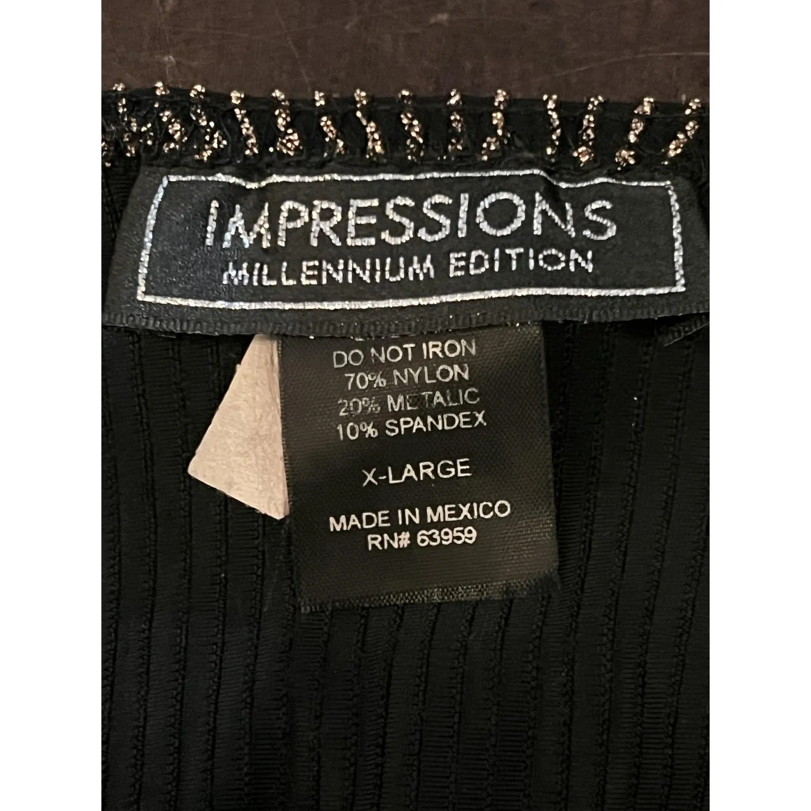 Impressions Millennium Edition Shirt Womens XL Black Gold Metallic Pleated Party - Image 7