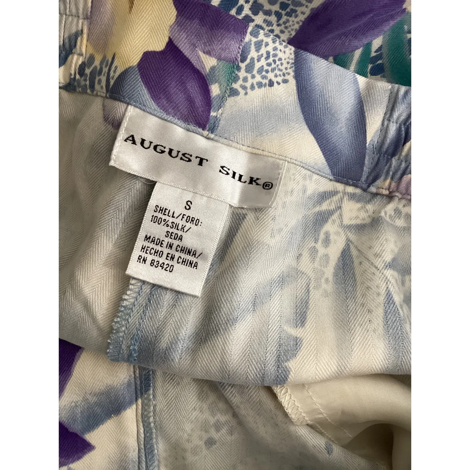 August Silk Women's Silk Floral Print Wide Leg Pants Size S - Image 4