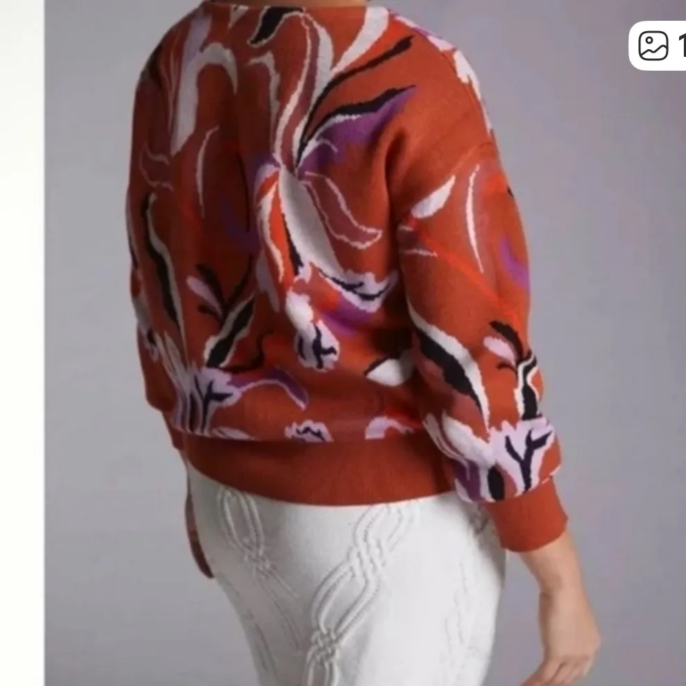 Maeve Rust Floral Sweatshirt Women’s Boat neck Pullover Size Medium - Image 3