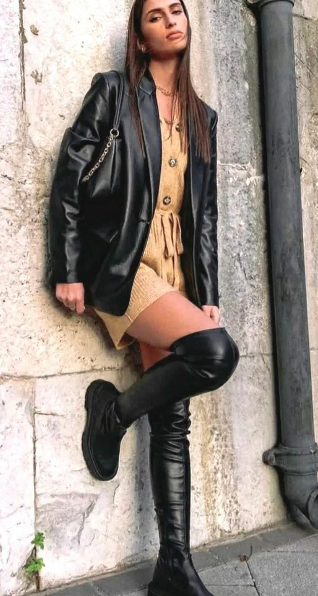 Dark Beige Hooded Knit Jumpsuit Romper - Image 2