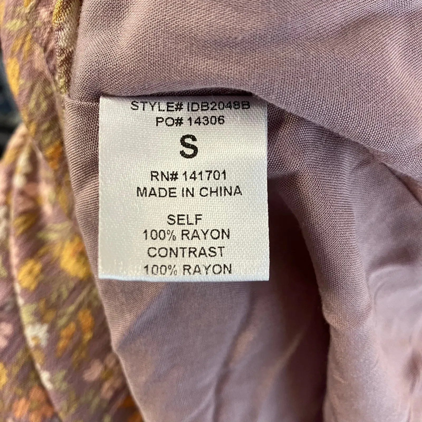 143 Story by Line Up Boho Floral Tiered Mini Dress Small Mauve Long Sleeve Rayon Purple - Image 10