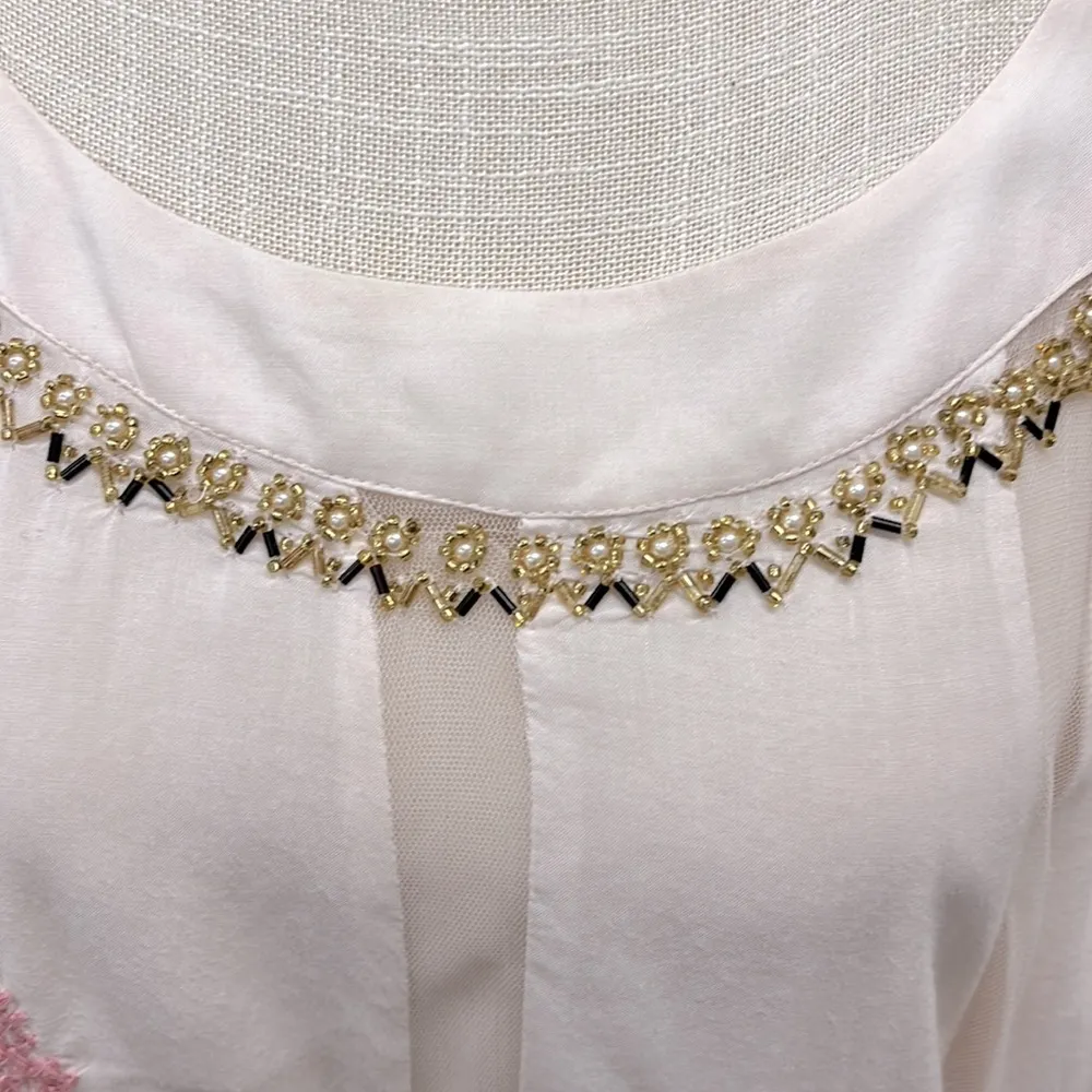 Anthropologie Floreat Pia Beaded Embroidered Babydoll Trapeze Top 4 - Image 6