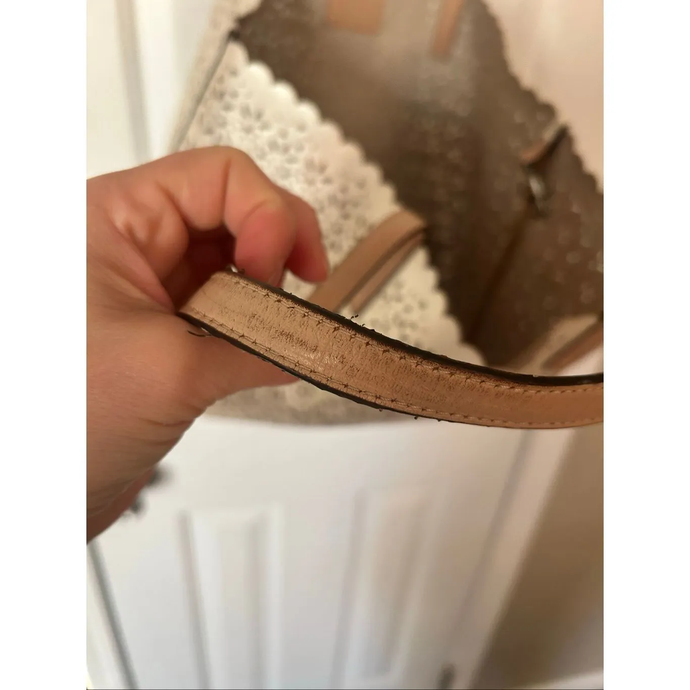 Coach white Perforated Market Tote With Scalloped Edges tote work tote - Image 4