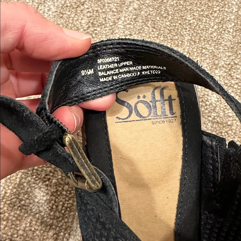 Söfft Black Leather Slingback Block Heel Mules Women Comfort Shoes Wedge 9.5M Size 9.5 - Image 6