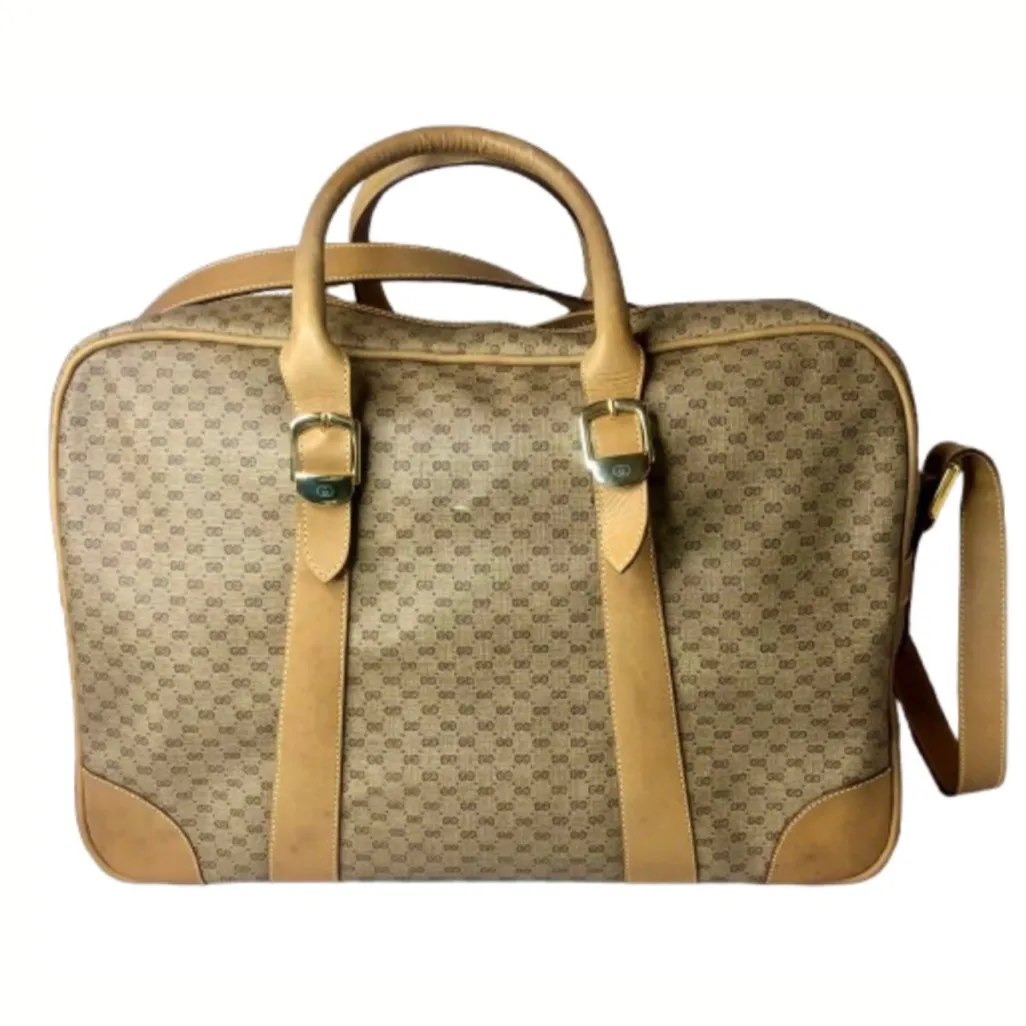 GUCCI Micro GG Leather and Coated Canvas Carry-On Luggage Travel Shoulder Bag - Image 3