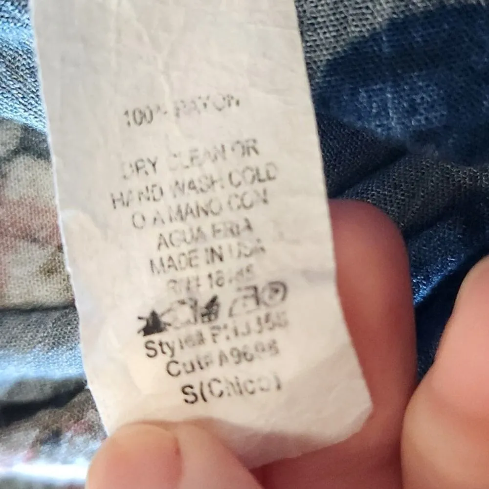 Audrey 3+1 Sleeveless Wide Leg Cropped Jumpsuit Tie Front Floral Blue Size Small - Image 13