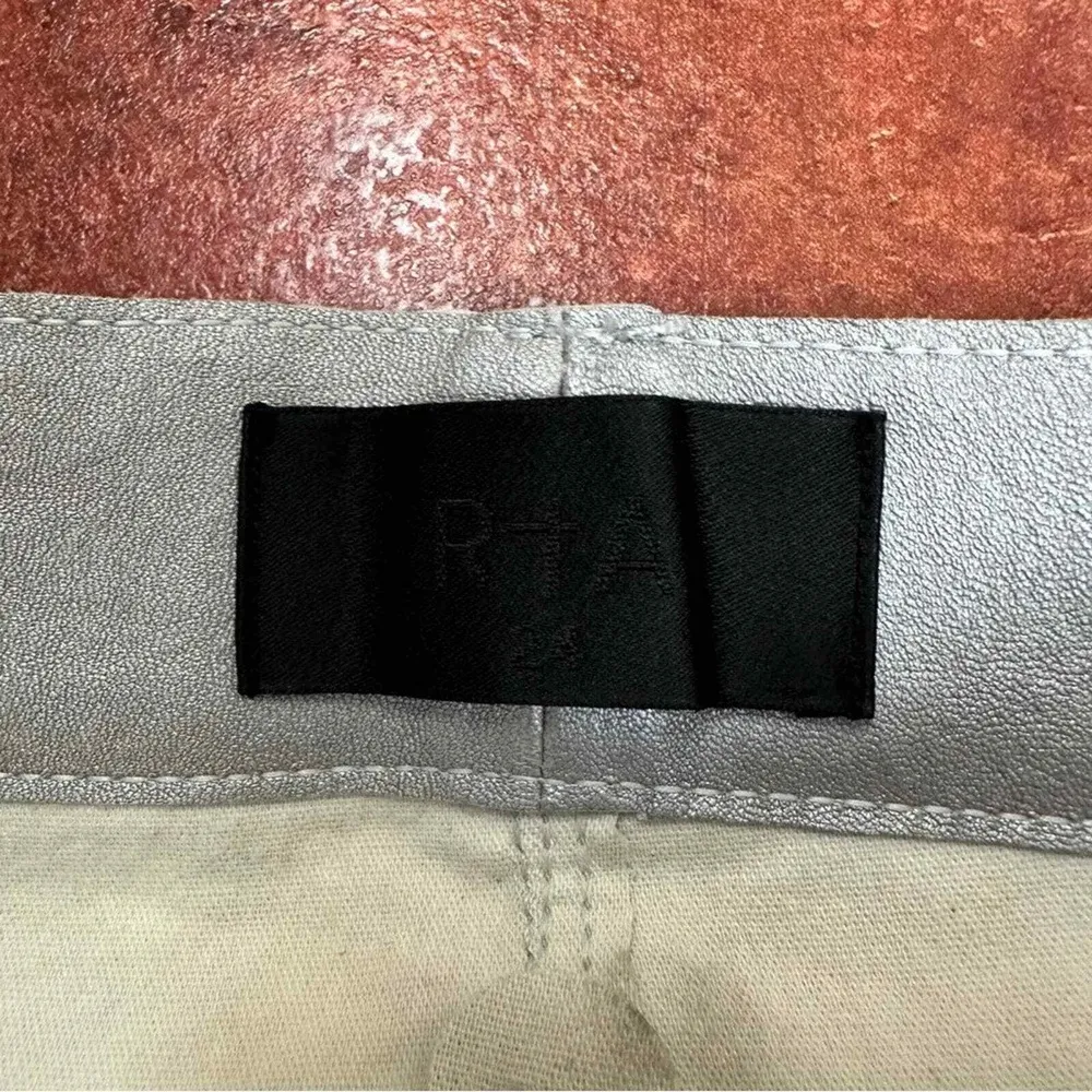 NWT RtA Lambskin Stretch Madrid Leather Pants Silver Size 24 - Image 4