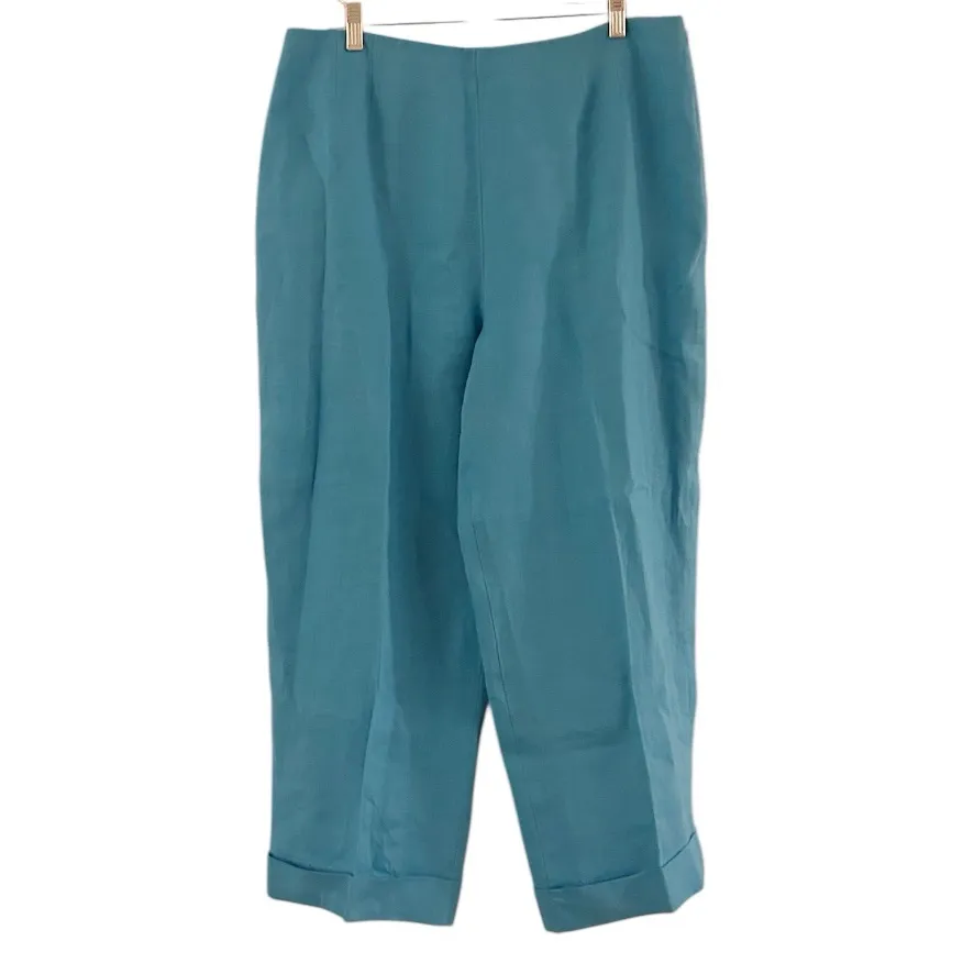 Talbots Irish Linen Turquoise Lined Pantsuit Size 16 - Image 3