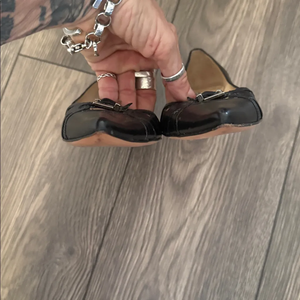 Black Leather pointed Italian Women's Shoes Size 7.5 - Image 5