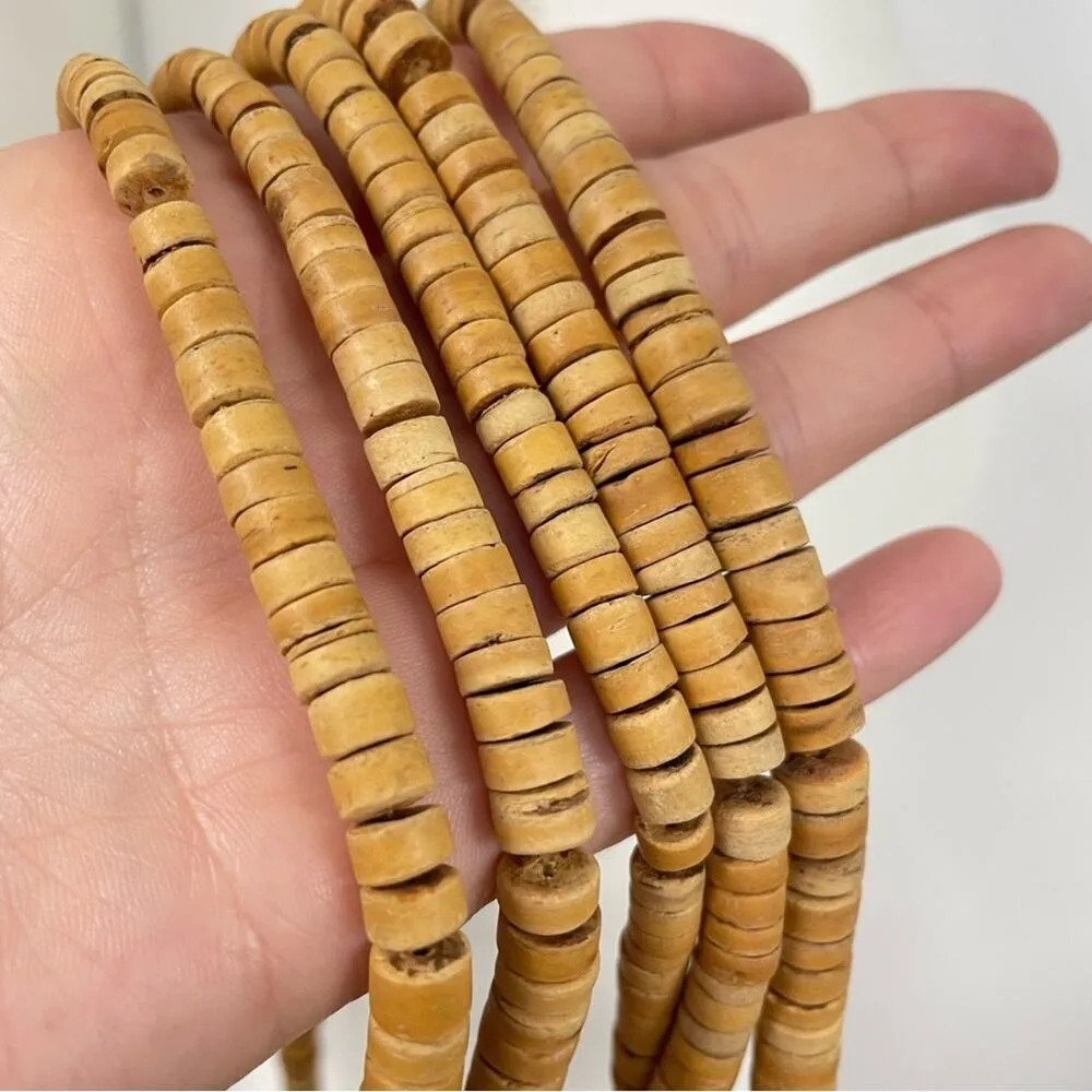 Multi Strand Cork Bead Womens Statement Necklace Boho Artsy Art to Wear Tan - Image 7