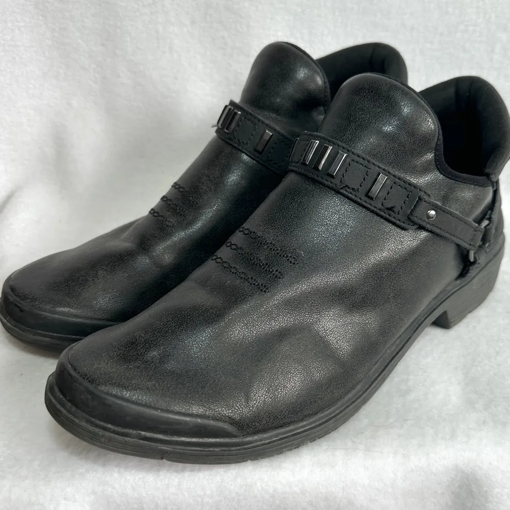 BZees Barista Biker Booties Shoes 10 10M Vegan Black Ankle Boots Slip On - Image 5