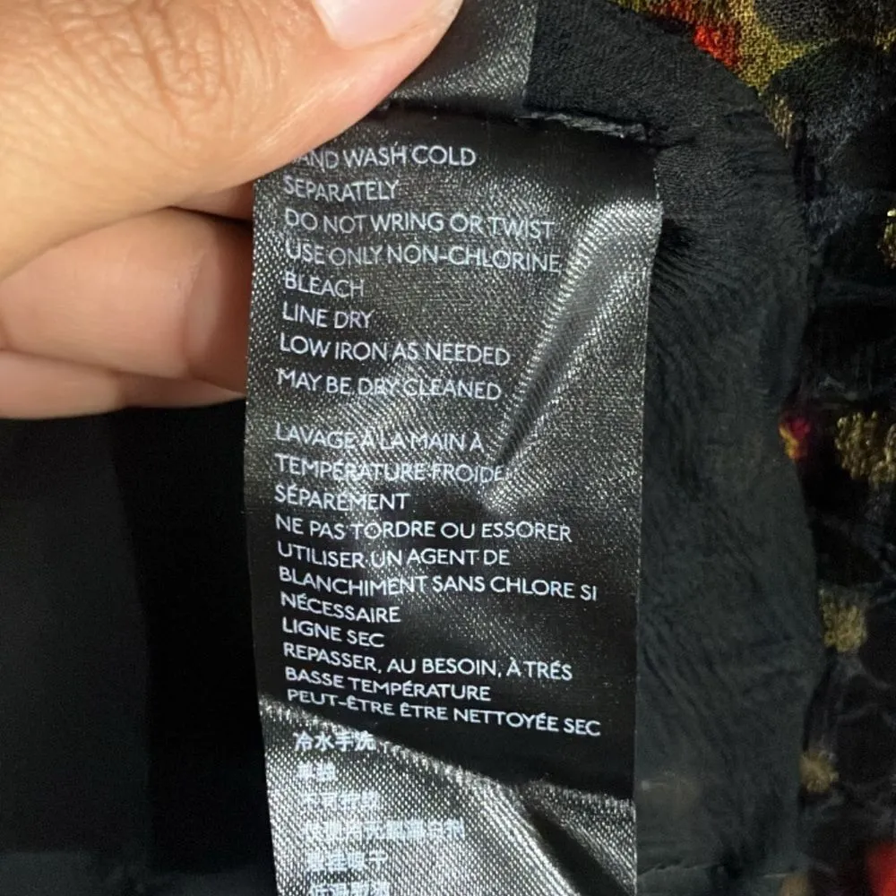 Anthropologie Fiorella Black & Pink Floral Polka dot rayon blend Office top 731 Size 0 - Image 6