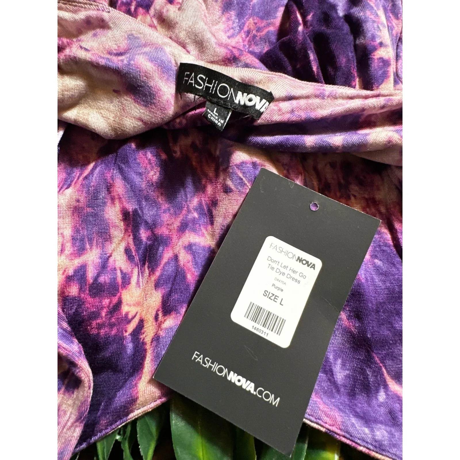 FashionNova Don't Let Her Go Tie Dye Dress Purple Size L NWT Size L - Image 3