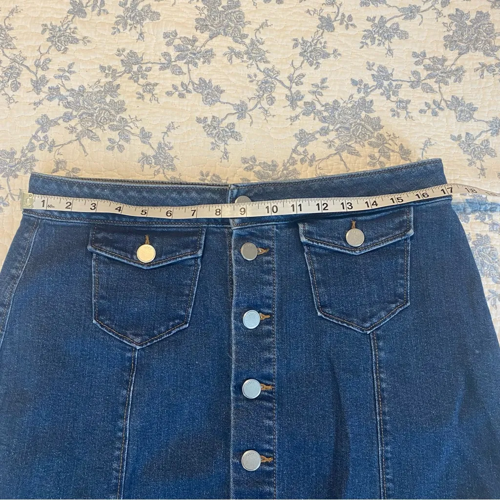LOFT Front Button Denim A-Line Mini Skirt Size 12 - Image 5