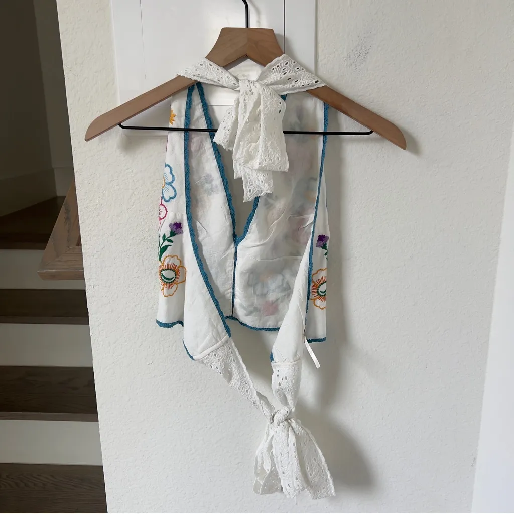 NWT Free People Lucy Mae Shorts and Halter Tank Set in Floral Cream Combo - Image 8