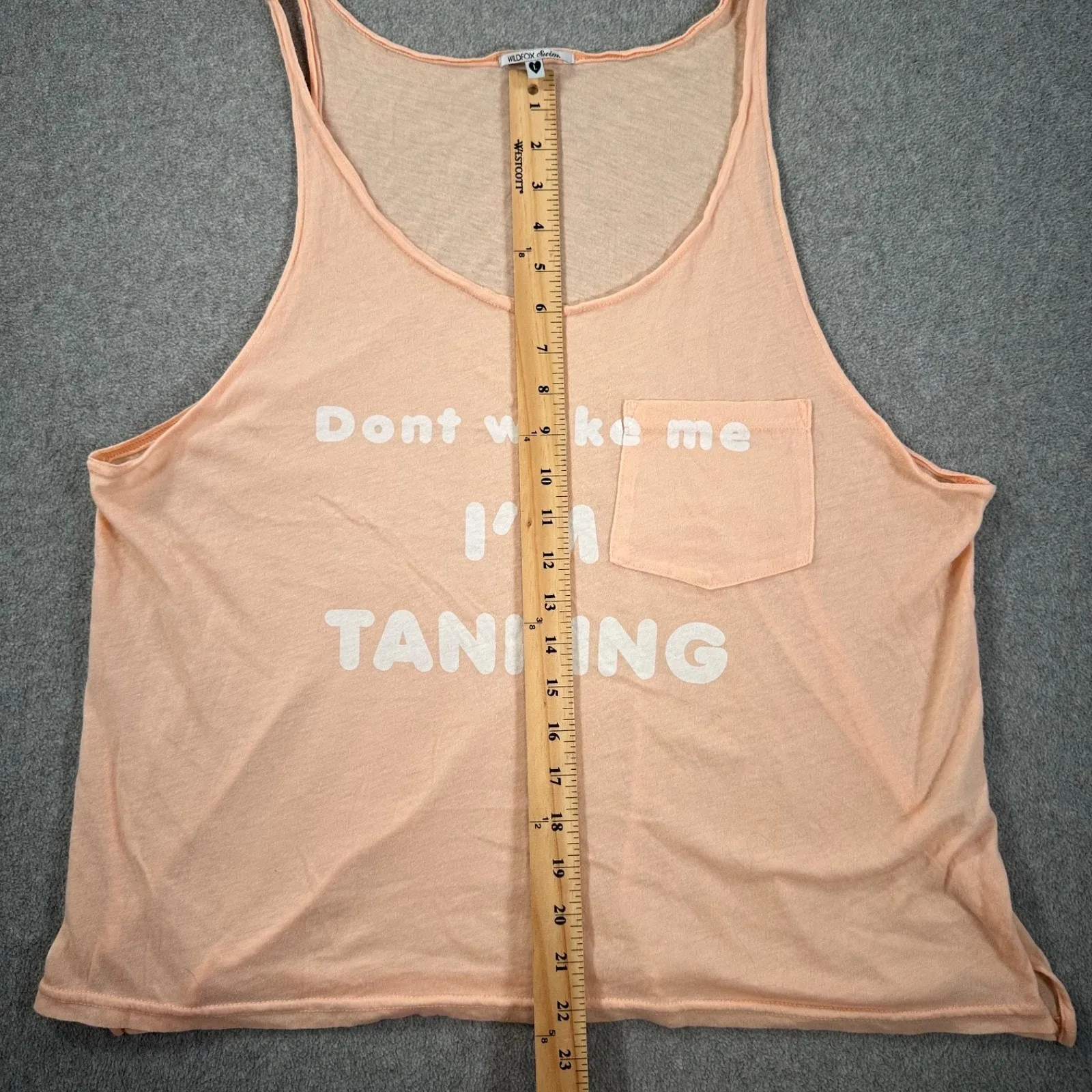 WildFox Swim Pocket Tank Top Don't Wake Me I'm Tanning Women's Large Peach Beach - Image 5