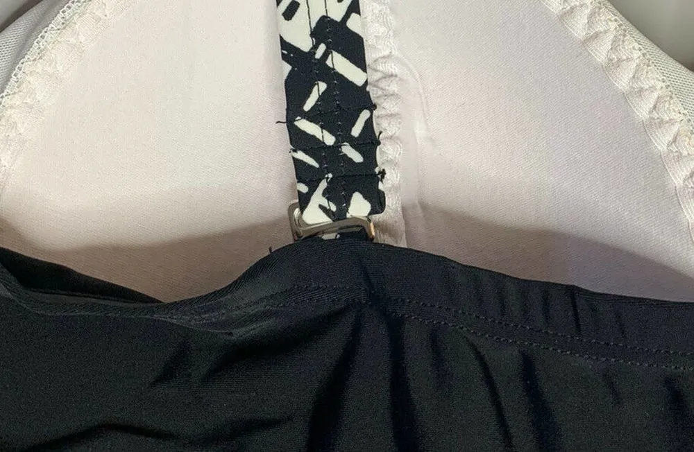 NEW Fresh Water One Piece Removable Strap Skirted Swimsuit Slimming Black 30W - Image 7