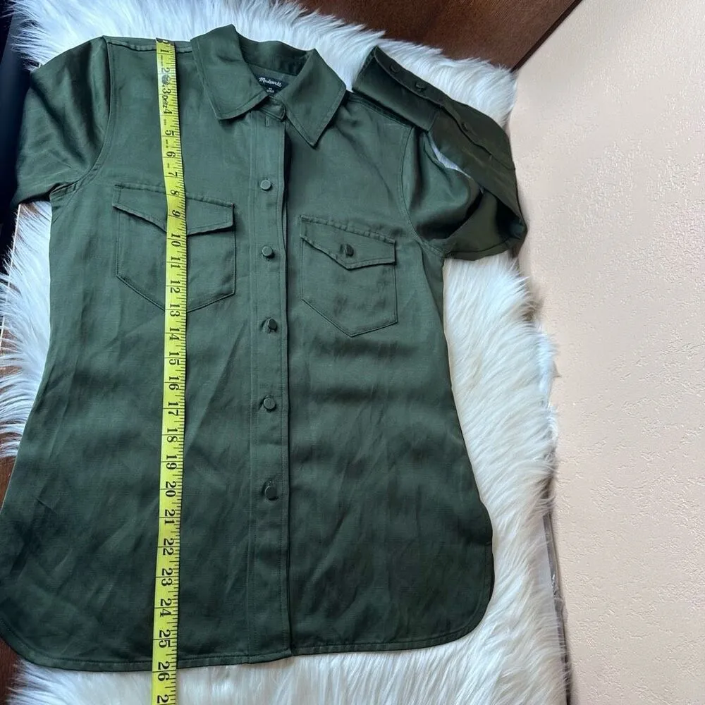 Madewell Western Shirt in Linen Blend Mossy Umber Size 00 - Image 9
