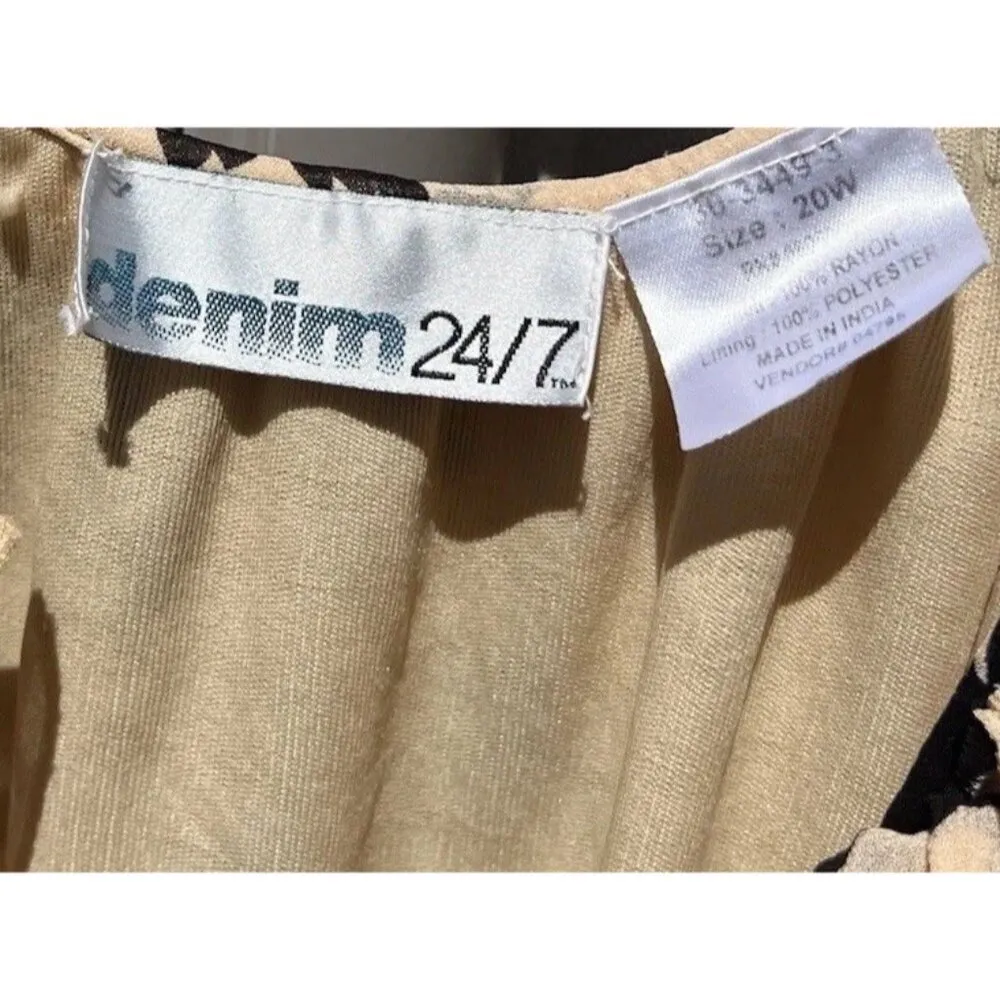 Denim 24 7 Tunic Top Shirt Blouse 20W 20 Floral Roll Tab Pintuck Boho Western Red - Image 15