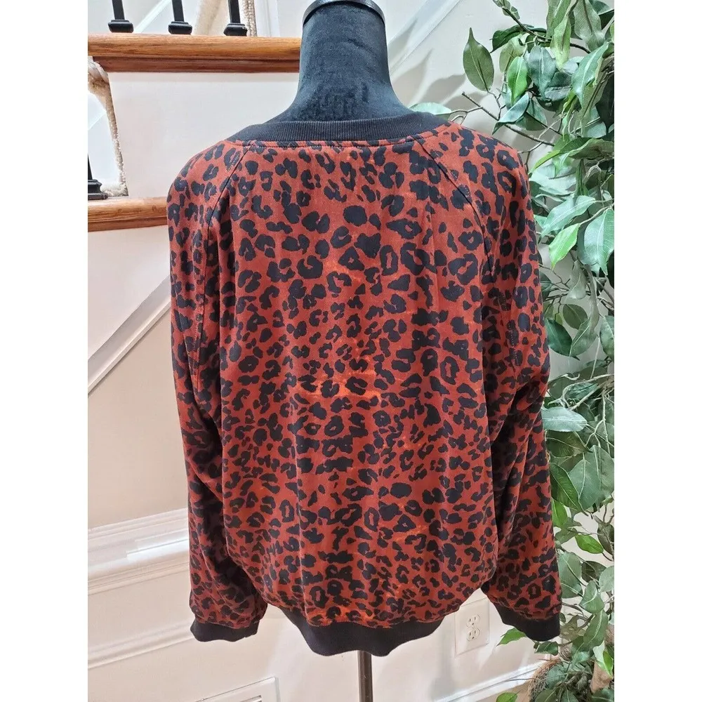 Beachlunchlounge Womens Red & Black Leopard Print Full Zip Front Jacket Size XL - Image 7