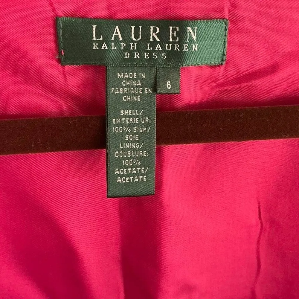 Ralph Lauren 100% silk Pink Evening Dress Special Occasion size 6 Fit and Flare - Image 3