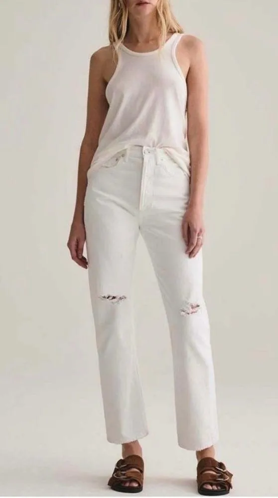 AGOLDE 90's Mid Rise Denim Loose Fit Distressed Jeans Enamel - Image 2