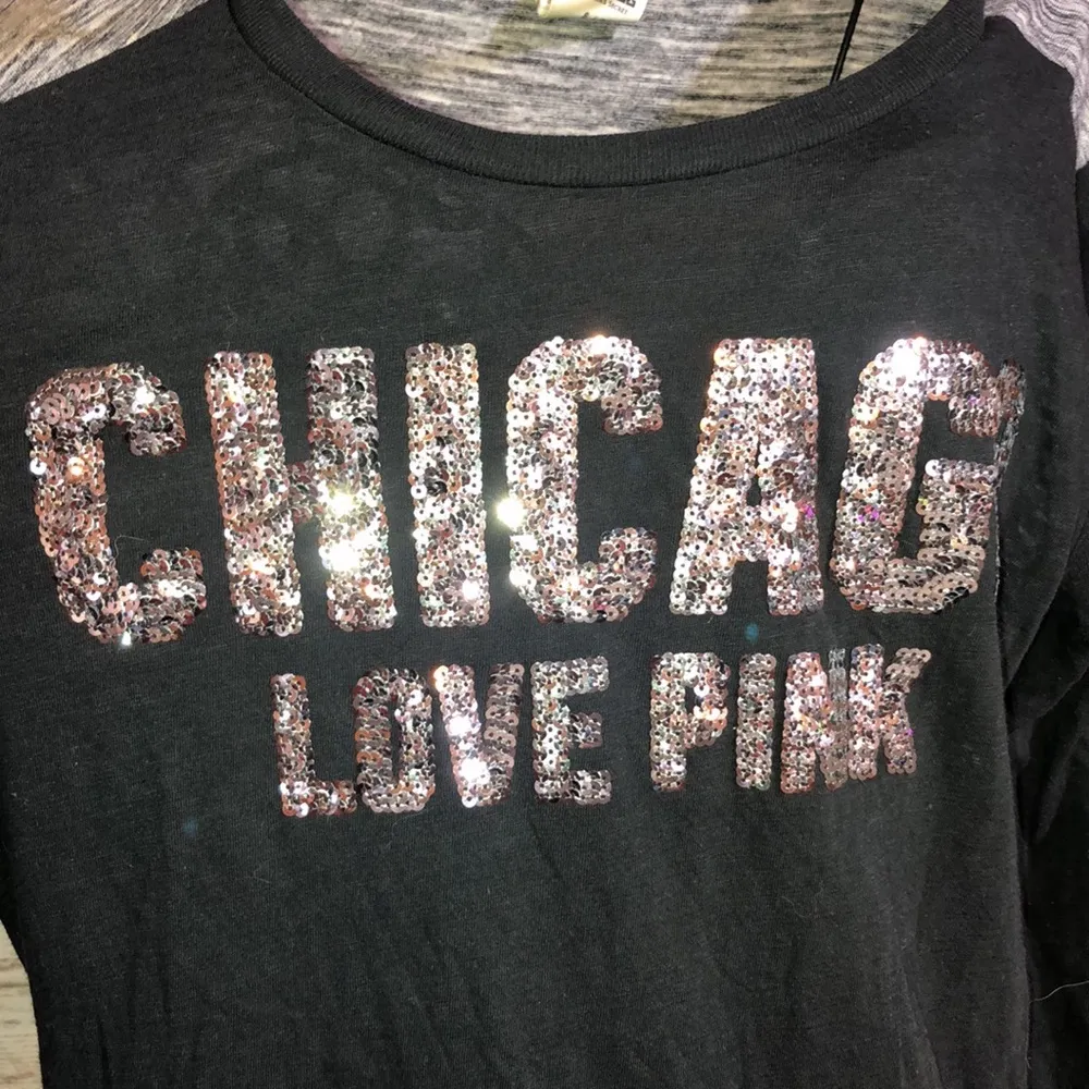 Victoria’s Secret pink Chicago bling shirt light weight black and silver size SM - Image 2