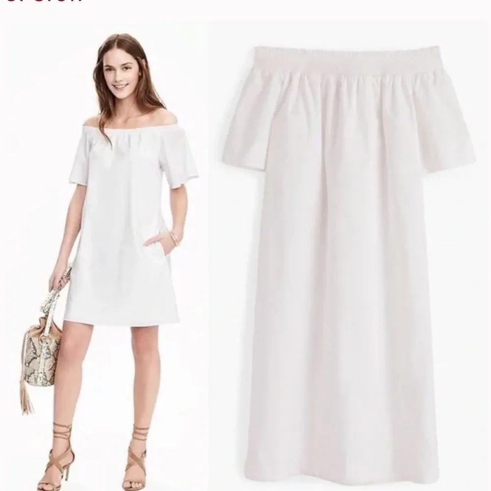 J.CREW OFF-THE-SHOULDER DRESS IN COTTON POPLIN NWT 2 - Image 2
