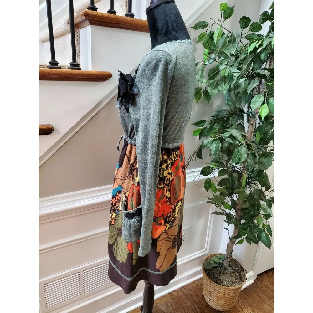 Whish Women's Multicolor Polyester Round Neck Long Sleeve Knee Length Dress M Size M - Image 8