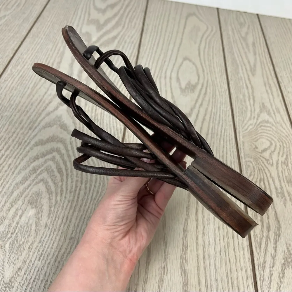 Vintage Foundry Co. Zaria Strappy Leather Thong Sandals 9 Brown $150 - Image 6