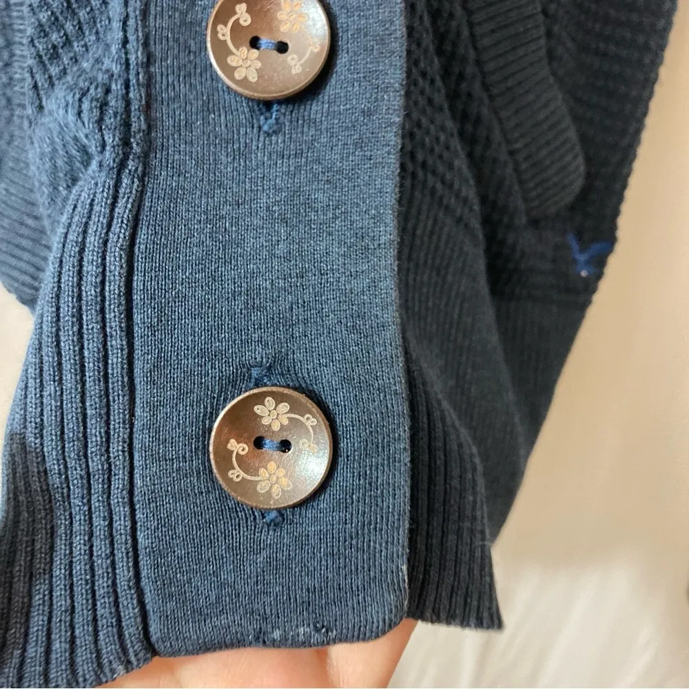 American Eagle Outfitters AEO Waffle Knit Button Front Collared Cardigan Sweater - Image 3