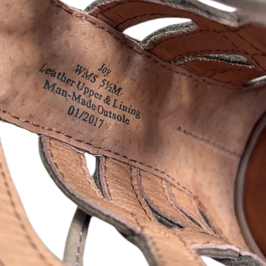 Like New Gentle Souls Leather Joy Wedge Lace Up Sandals Taupe Size 5.5 - Image 8