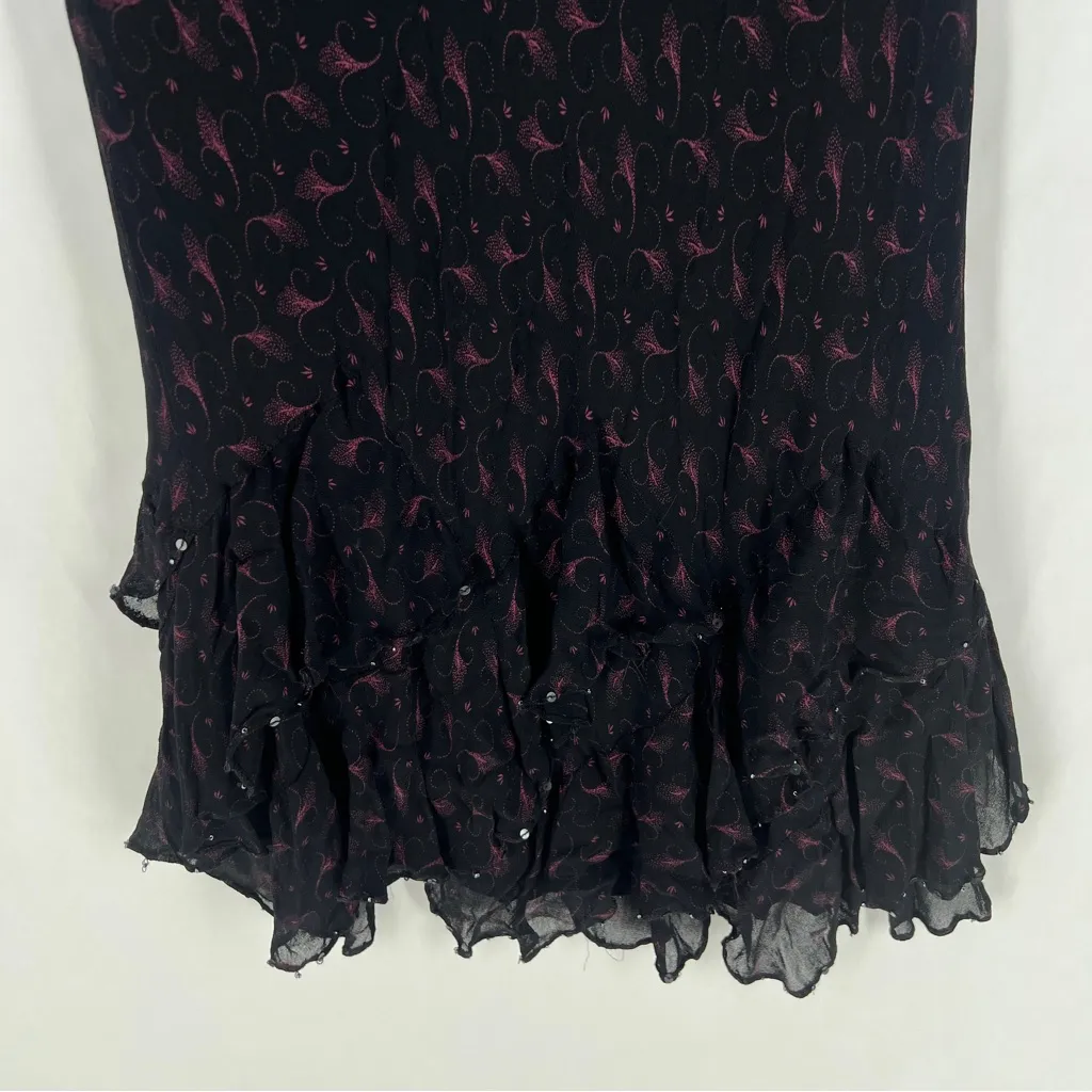 Style & Co. Y2K Whimsygoth Floral Chiffon Beaded Asymmetric Hem Midi Skirt‎ 6 - Image 3