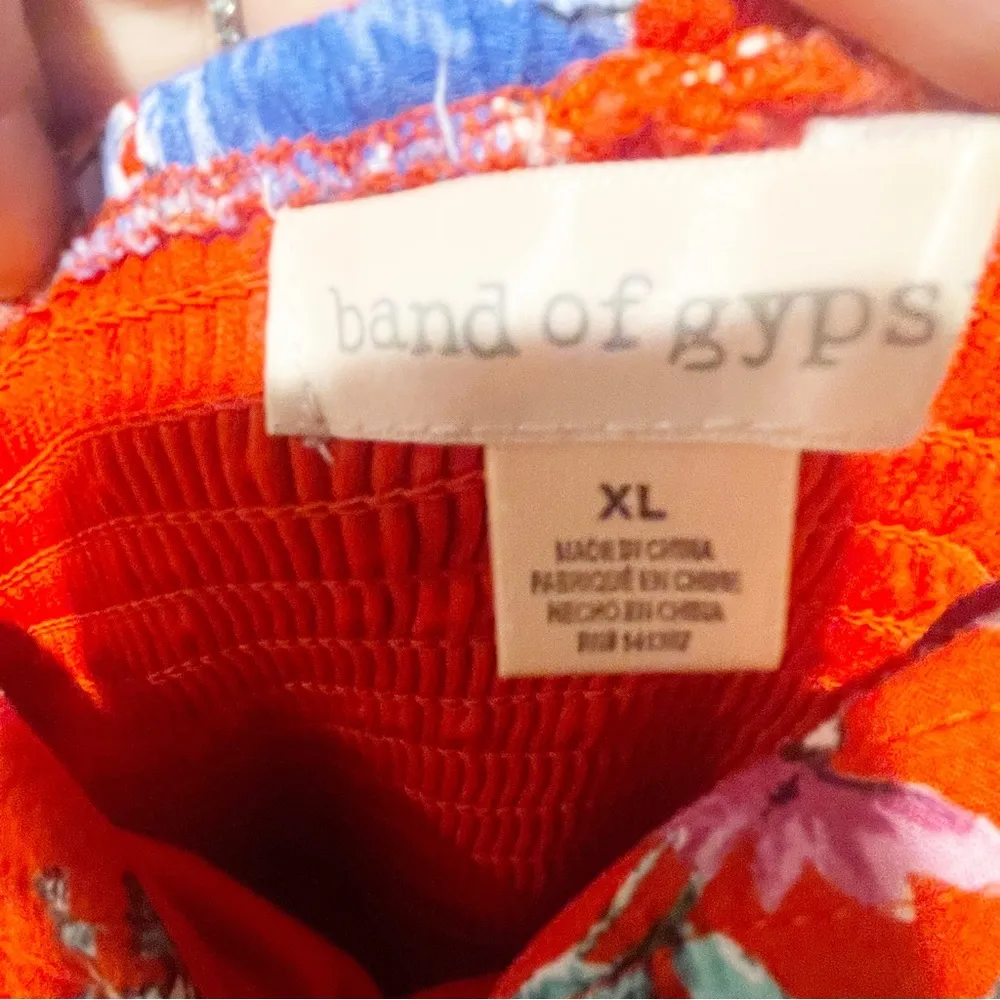 Band of Gypsies Size XL Red Floral Sleeveless Smocked Jumper One Piece Romper - Image 4