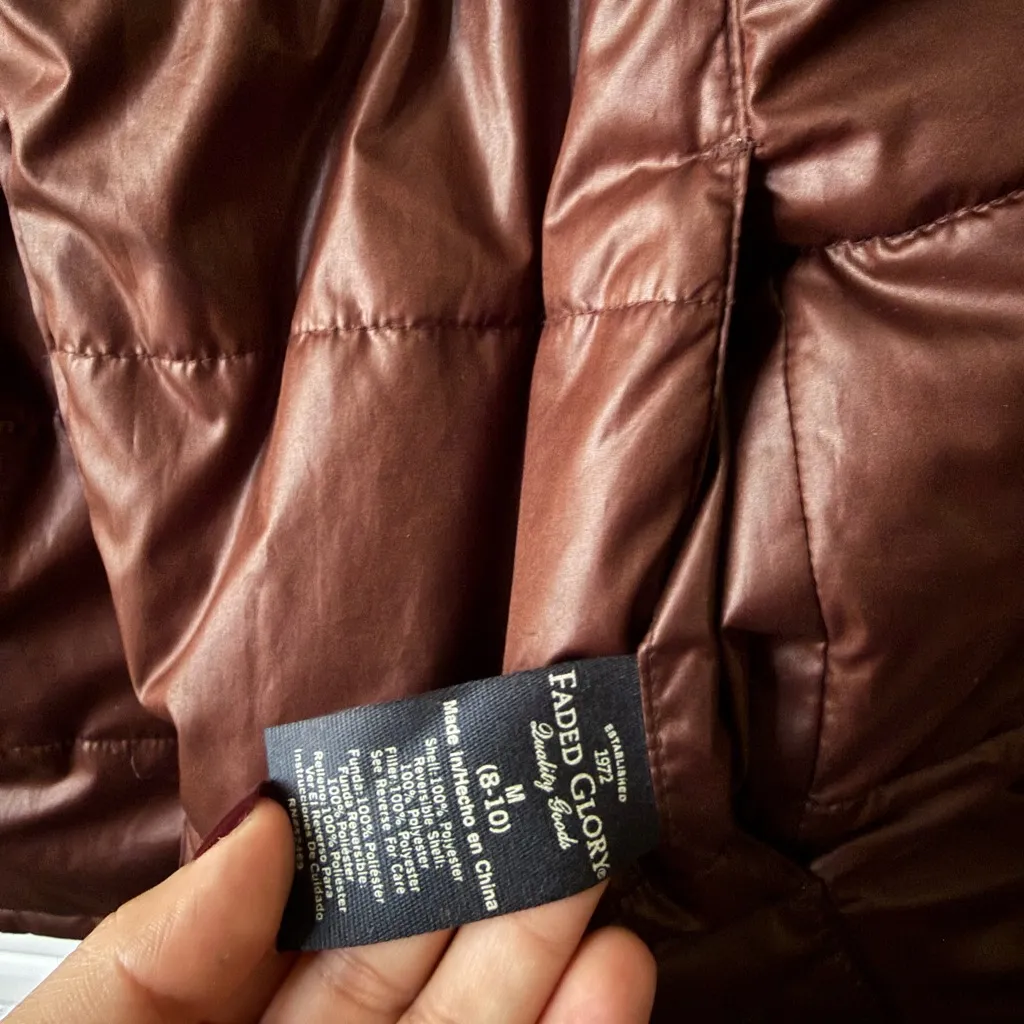 Faded Glory Brown Puffer Jacket - Image 5