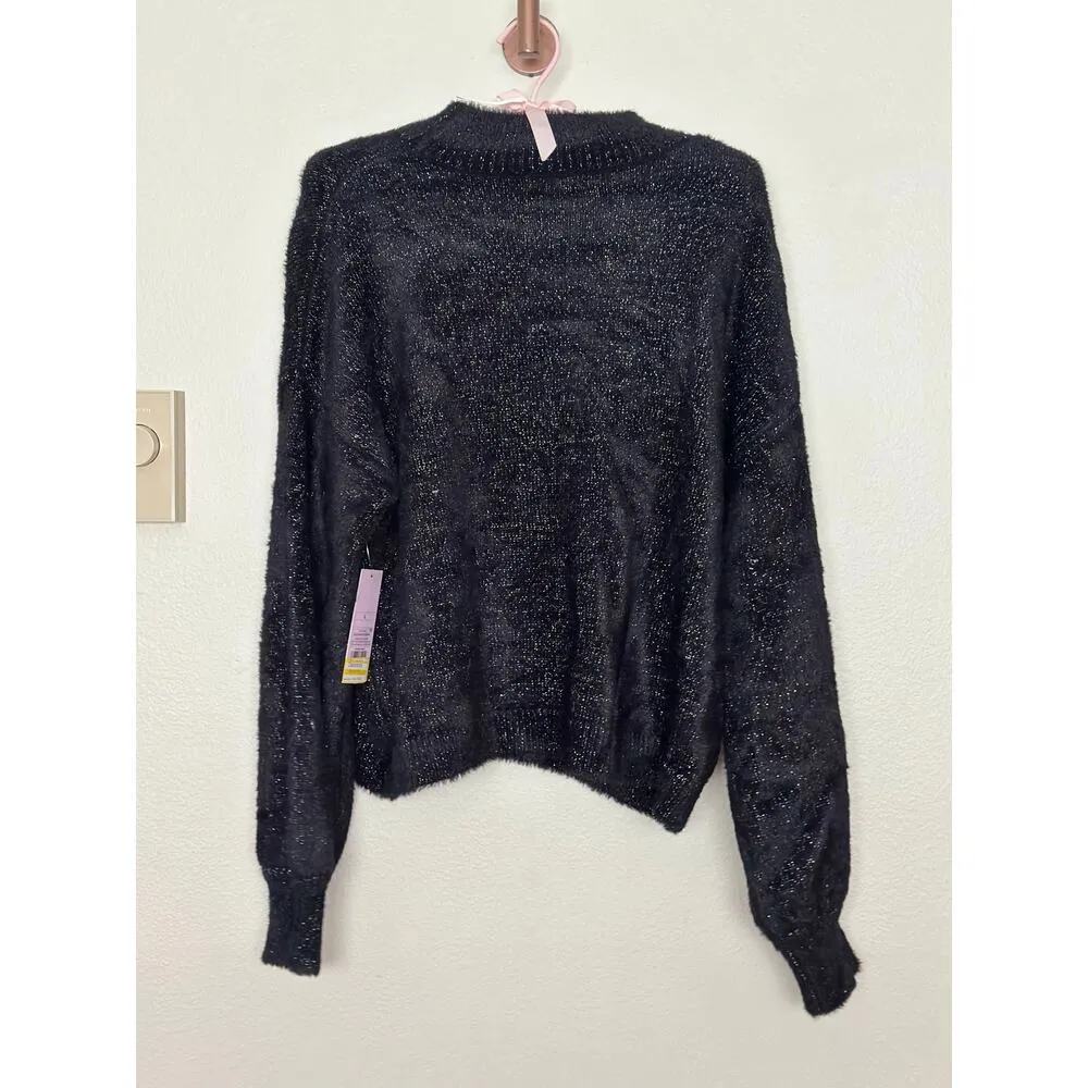 NWT Wild Fable Large black sparkle Nylon Knit Metallic sweater - Image 6
