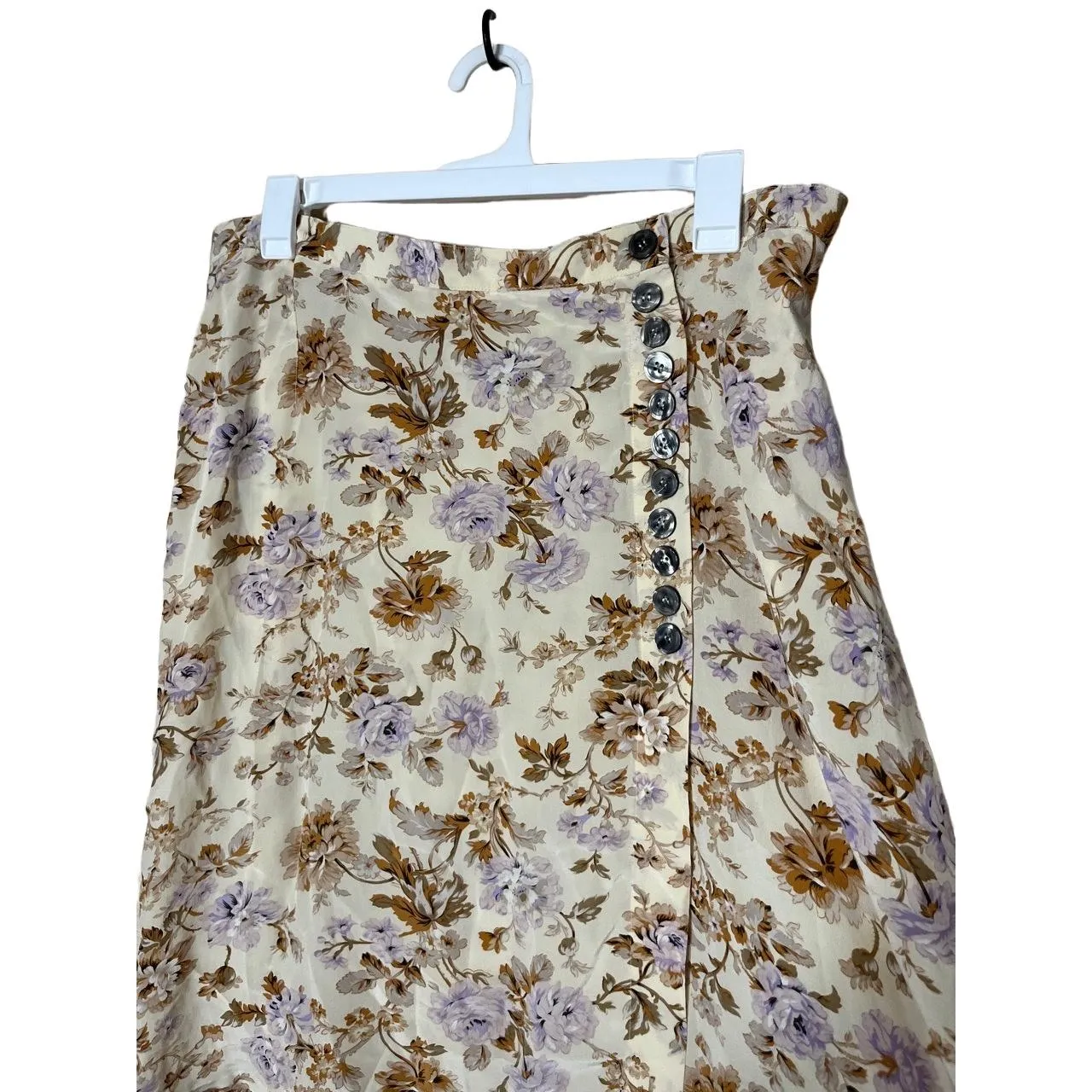 Vintage EVAN-PICONE Womens Skirt Size 20W Cream Floral Silk Elastic Waist‎ - Image 3
