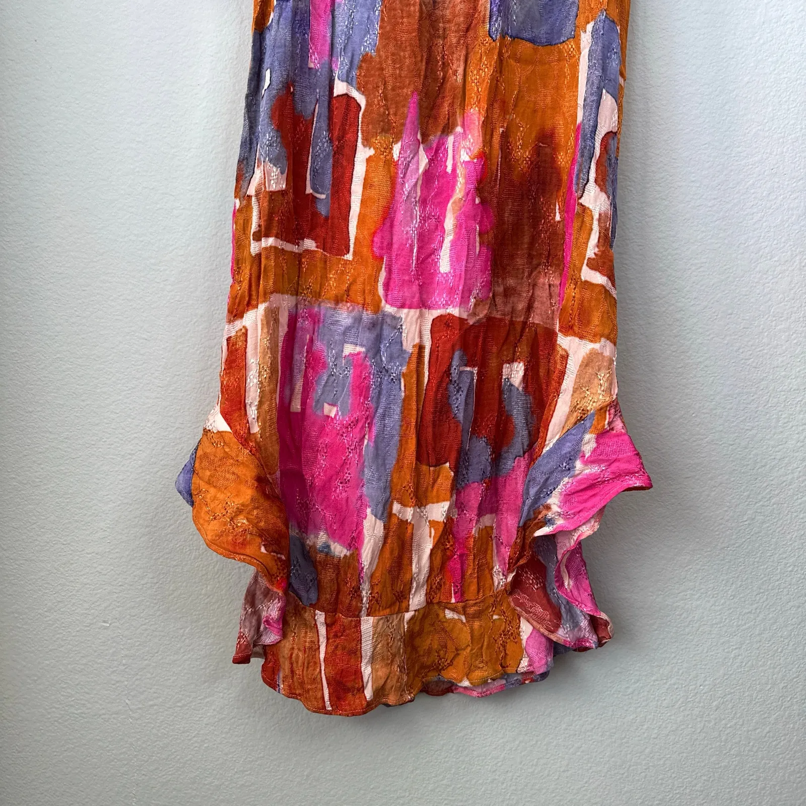 ANTHROPOLOGIE Maeve Jessamine Mock Neck Midi Maxi Dress Size XS Pink Orange - Image 7