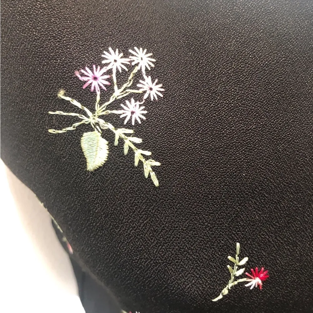 VTG 80’s Cropped Button Front Black Floral Embroidered Vest Size 3 JR Dressy - Image 4