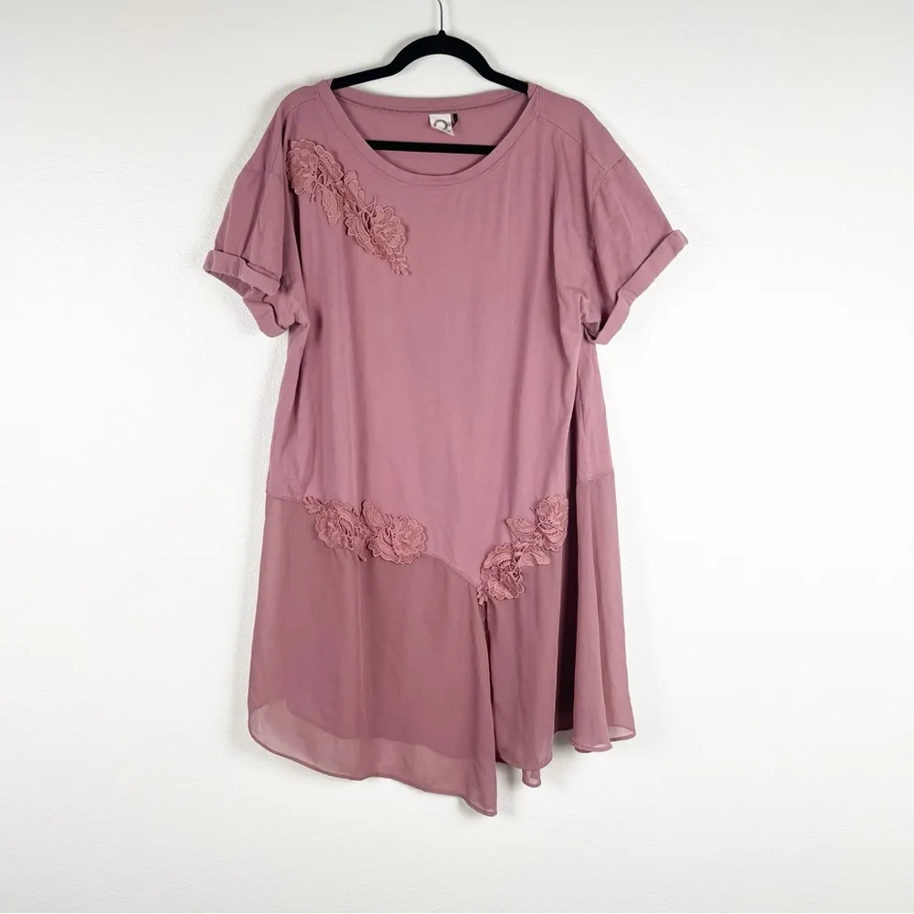 Anthropologie Akemi + Kin Tunic Short Sleeve‎ Lace Blouse Sz XL - Image 3