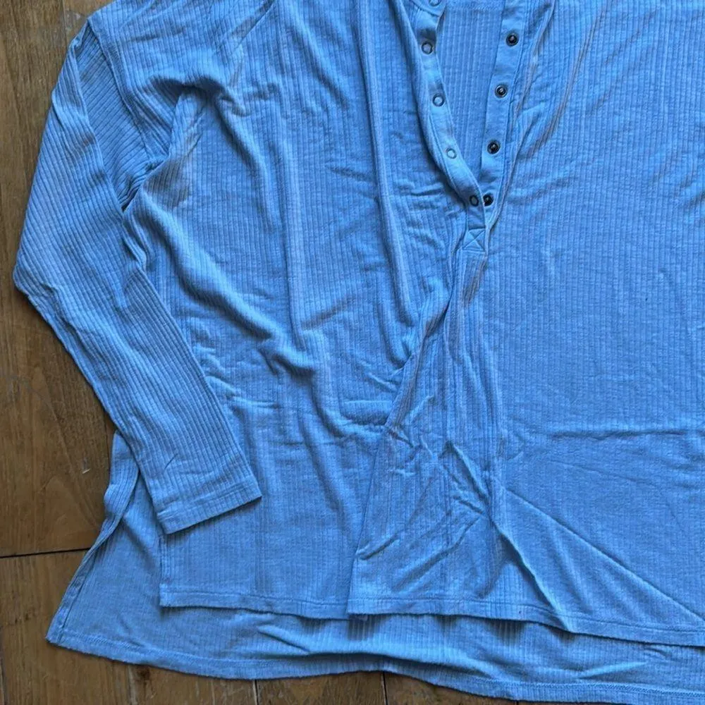 Aerie Baby Blue Henley Oversized Long Sleeve Tee Small - Image 7