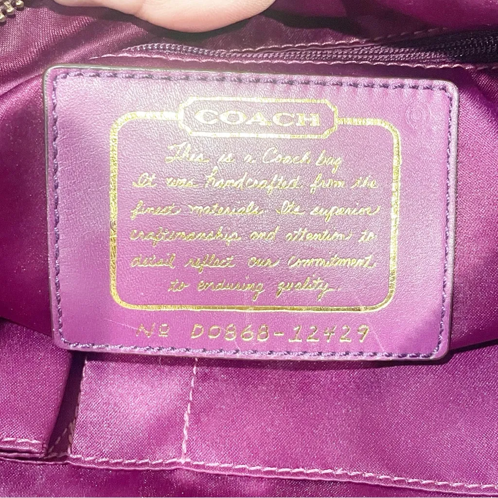 Coach Women's Signature‎ Brown Purple Patent Chelsea Purse Tote Bag - Image 3