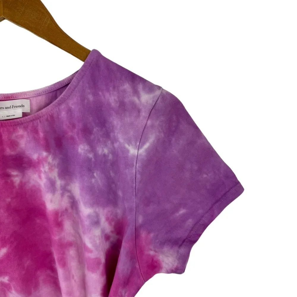 Lovers + Friends Dress Womens Large Pink Brooklyn Tie Dye Midi Side Slit Stretch - Image 6